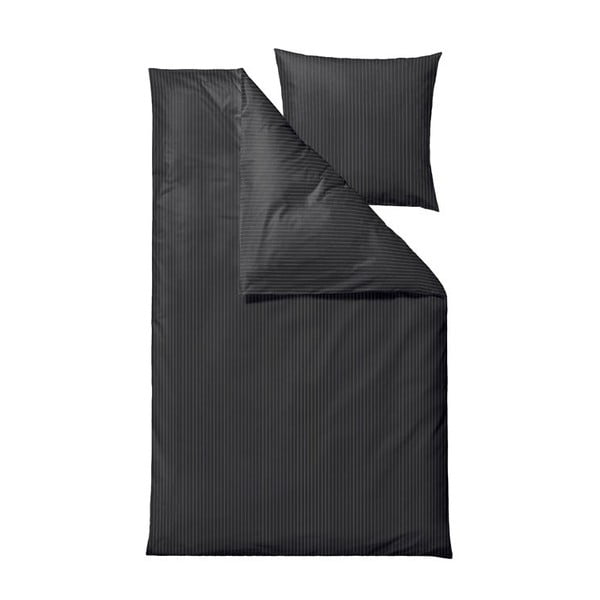 Temno siva posteljnina iz bombaža za enojno posteljo Södahl Stripes, 140 x 200 cm
