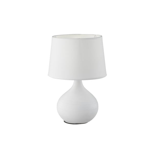 Namizna bela svetilka iz keramike in blaga Trio Martin, višina 29 cm