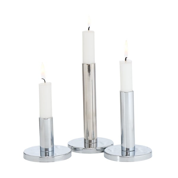 Komplet 3 kovinskih svečnikov v srebrni barvi Boltze Malko