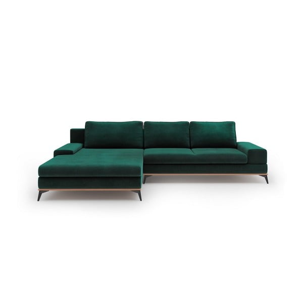 Zelena raztegljiva sedežna garnitura z žametnim oblazinjenjem Windsor & Co Astre, levi kot