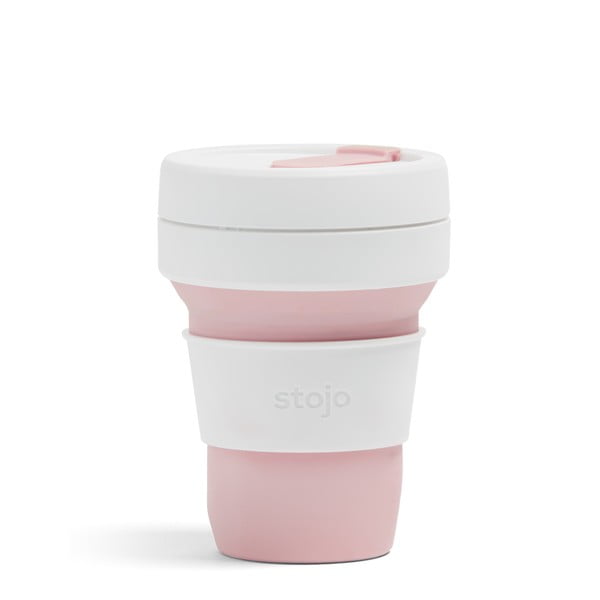 Belo-rožnata zložljiva termo skodelica Stojo Pocket Cup Rose, 355 ml