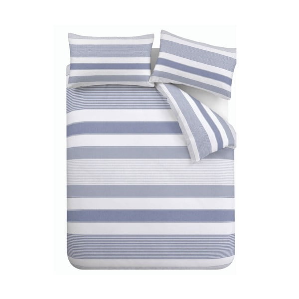 Modra posteljnina Catherine Lansfield Newquay Stripe, 200 x 200 cm