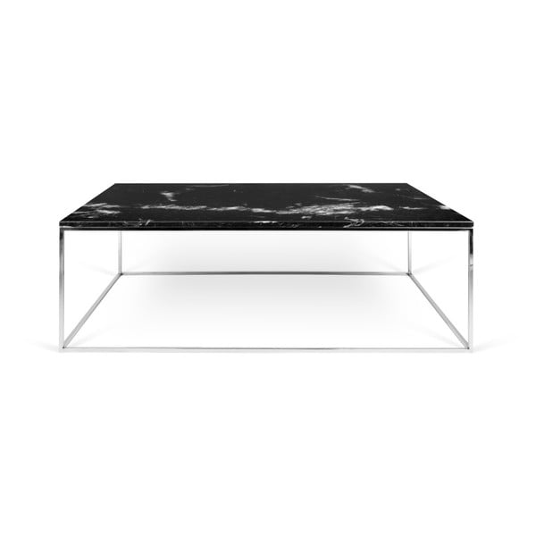 Črna marmorna mizica s kromiranimi nogami TemaHome Gleam, 75 x 120 cm