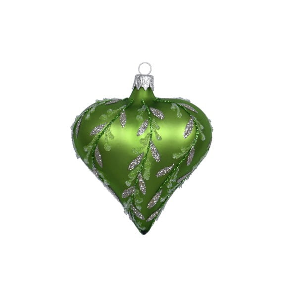 Komplet 3 zelenih steklenih božičnih okraskov Ego Dekor Heart