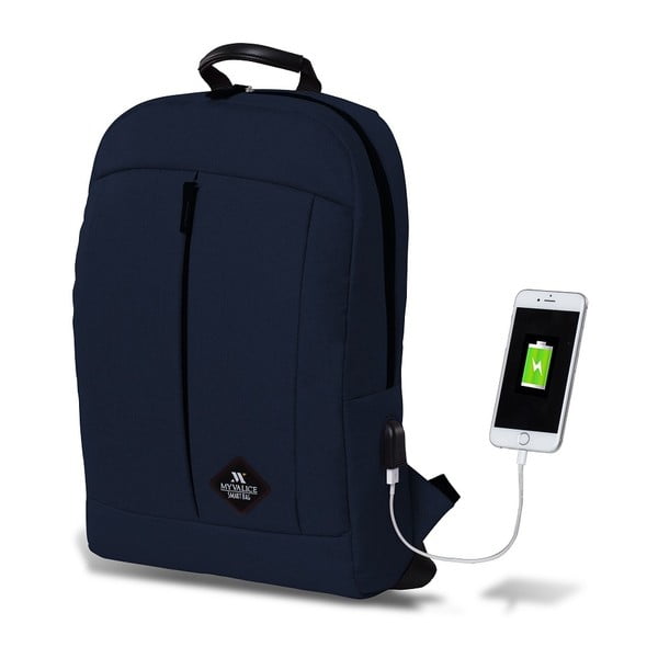 Temno moder nahrbtnik z USB priključkom My Valice GALAXY Smart Bag