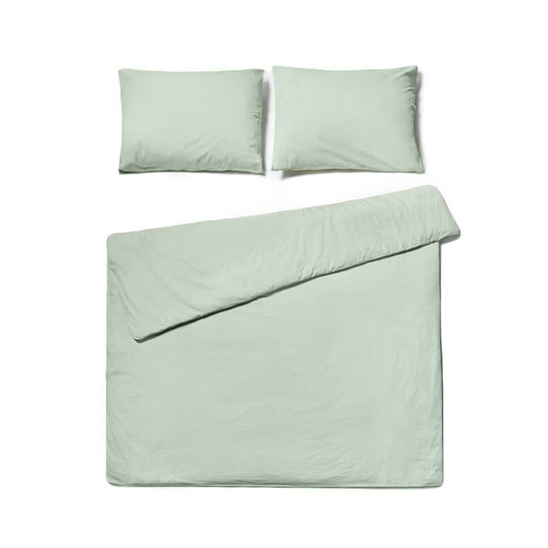 Žajbljevo zelena bombažna posteljnina Le Bonom, 200 x 220 cm