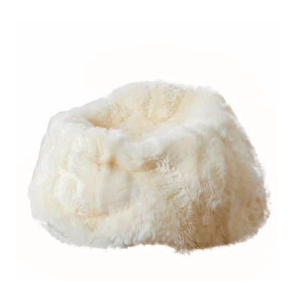 Puf iz bele ovčje kože Native Natural, ⌀ 110 cm