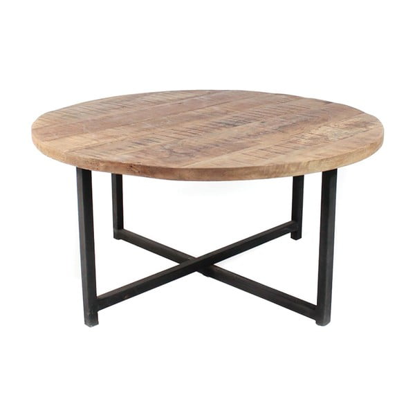Črna klubska miza s ploščo iz mangovega lesa  LABEL51 Dex, ⌀ 80 cm