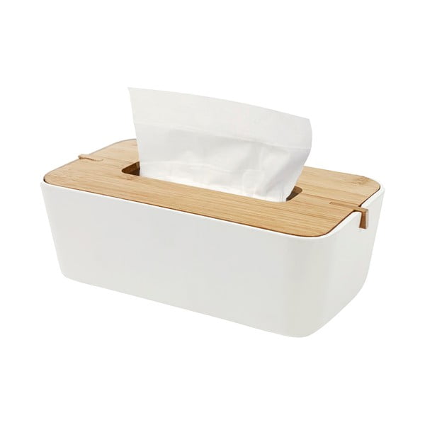 Bela škatla za robčke z bambusovim pokrovom Compactor Basic