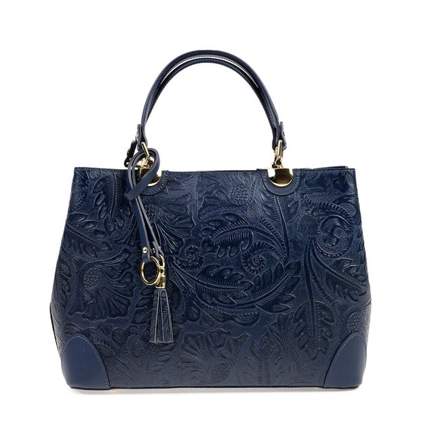Modra usnjena torbica Carla Ferreri Floral