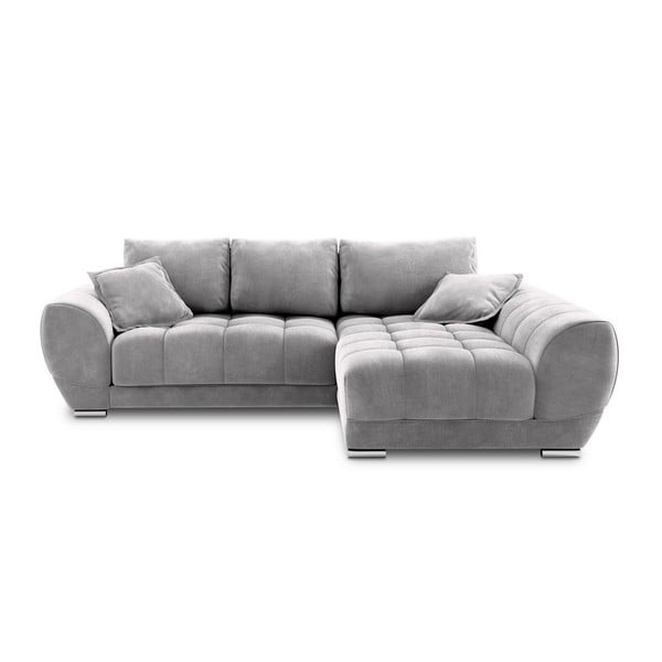 Svetlo siva svetlo siva kotna raztegljiva sedežna garnitura z žametnim oblazinjenjem Windsor & Co Sofas Nuage, desni kot