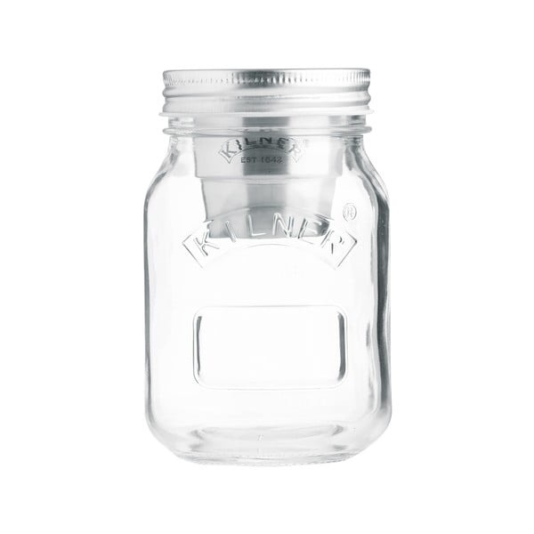 Potovalni steklen kozarec za malico s posodo za preliv Kilner, 0,5 l