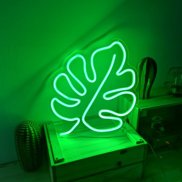 Zelena stenska svetleča dekoracija Candy Shock Leaf, 30 x 40 cm