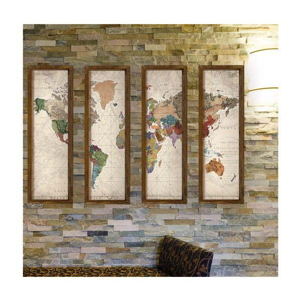 Dekorativna večdelna slika World, 19 x 70 cm