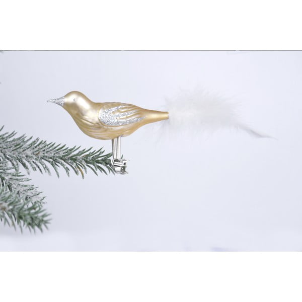 Set 3 zlatih steklenih božičnih okraskov v obliki ptička Ego Dekor