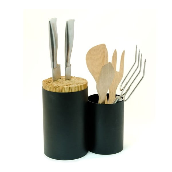 Črn bambusov blok za nože in pripomočke Wireworks Knife&Spoon