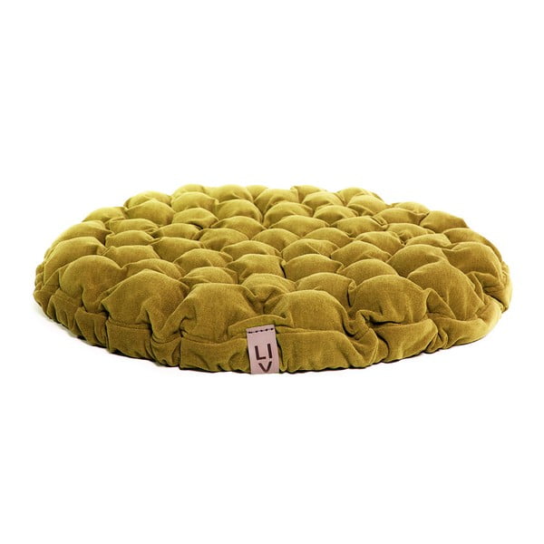 Gorčično rumena sedežna blazina z masažnimi kroglicami Linda Vrňáková Bloom, ø 75 cm