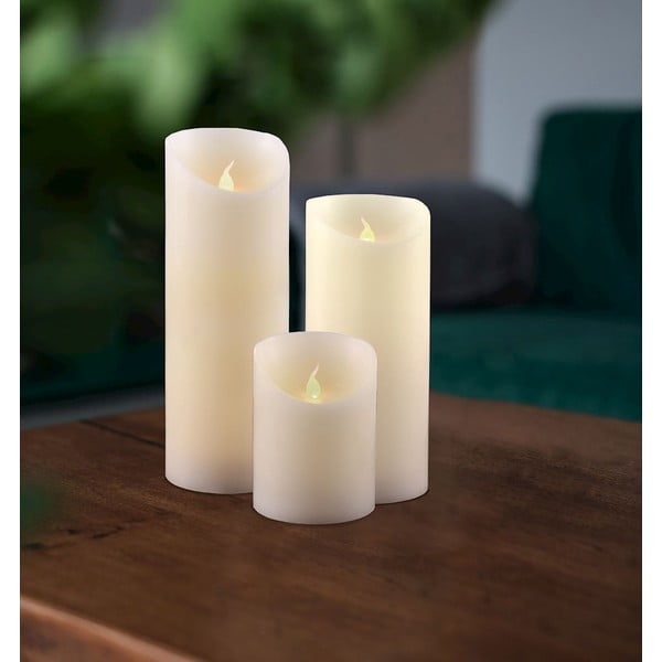 Komplet 3 sveč LED DecoKing Wax, višina 10; 15 in 20 cm