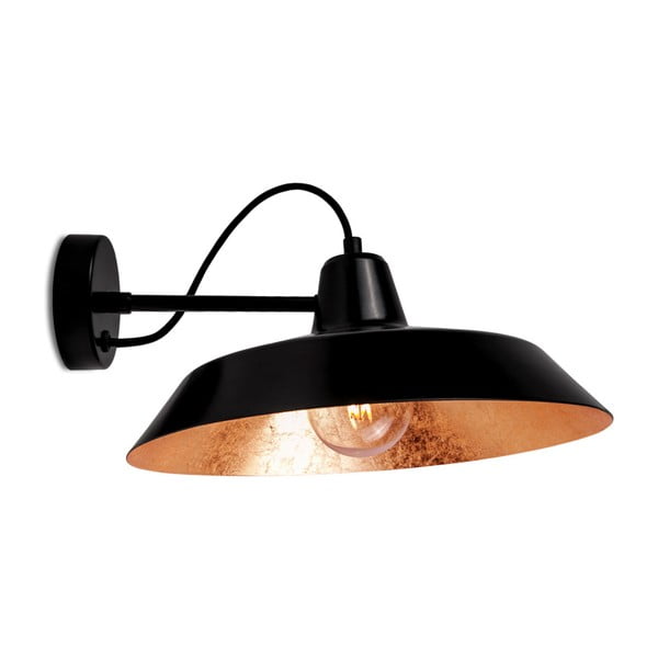 Črna stenska svetilka z detajli v bakreni barvi Bulb Attack Cinco Basic