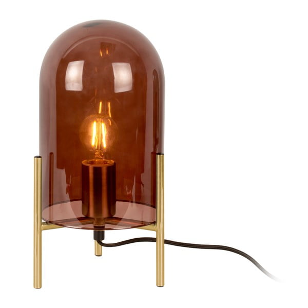 Rjava steklena namizna svetilka Leitmotiv Bell, višina 30 cm