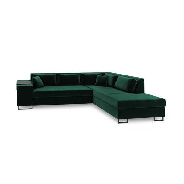 Zelena žametna kotna raztegljiva sedežna garnitura Cosmopolitan Design York, desni kot