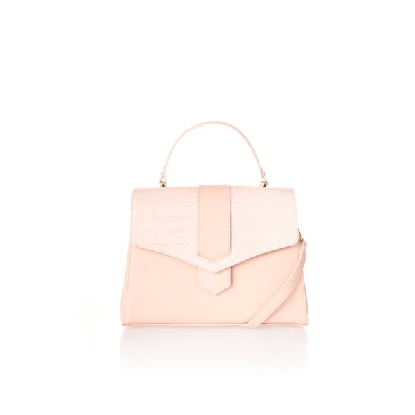 Svetlo rožnata usnjena torbica Federica Bassi Marta