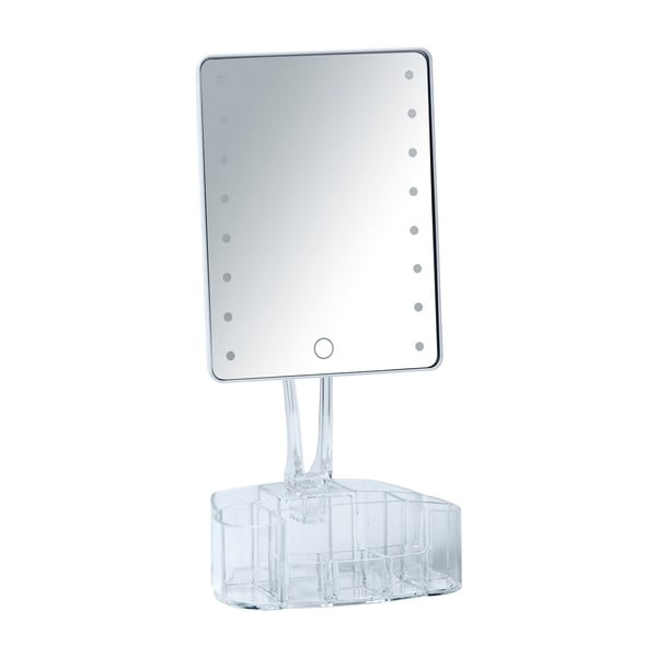 Belo kozmetično ogledalo z LED osvetlitvijo in organizatorjem za ličila Wenko Trenno