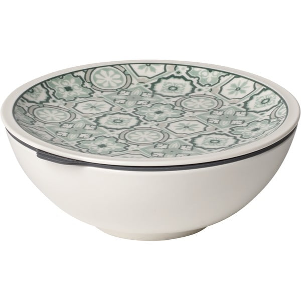 Zeleno-bel porcelanast kozarec za hrano Villeroy & Boch Like To Go, ø 16,3 cm