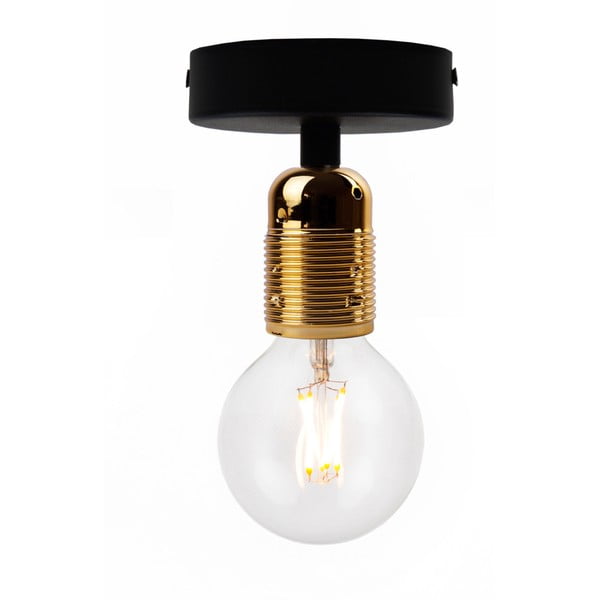 Črna stropna svetilka z navojem v zlati barvi Bulb Attack Uno Basic