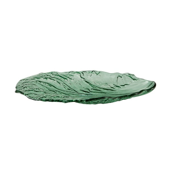 Zelen stekleni servirni krožnik Bahne & CO, 28 x 18 cm