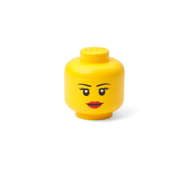Rumena škatla za shranjevanje v obliki glave LEGO® Girl, 10,5 x 10,6 x 12 cm