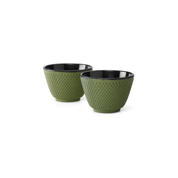 Komplet 2 zelenih litoželeznih skodelic za čaj Bredemeijer Xilin, ⌀ 7,8 cm