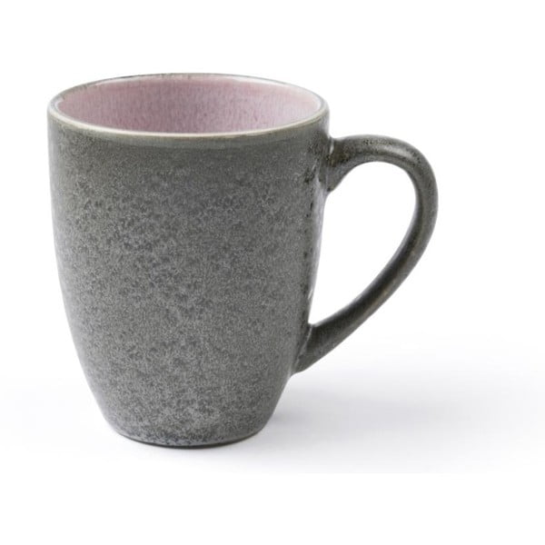 Siva keramična skodelica z ročajem in rožnato notranjo glazuro Bitz Mensa, 300 ml