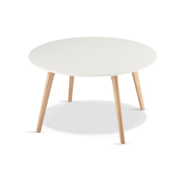 Bela kavna mizica z nogami iz hrastovega lesa Furnhouse Life, Ø 80 cm