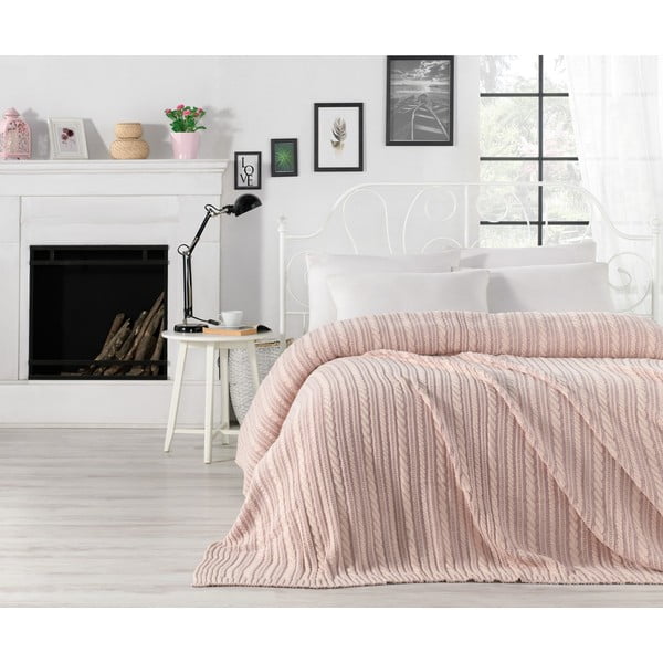 Svetlo rožnato pregrinjalo za posteljo Camila, 220 x 240 cm