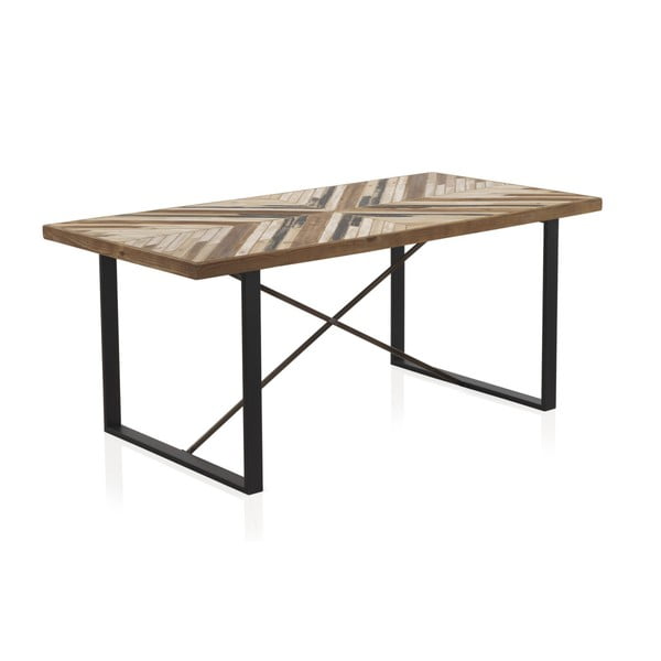 Jedilna miza s kovinskimi nogami in vrhom iz recikliranega lesa Geese, 180 x 90 cm