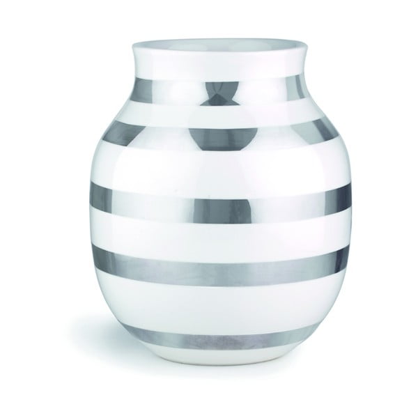 Bela keramična vaza z detajli v srebrni barvi Kähler Design Omaggio, višina 20 cm