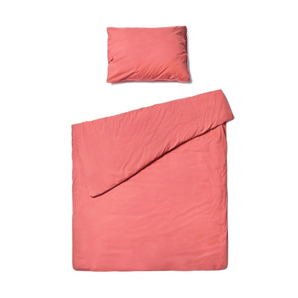 Koralno rožnata bombažna posteljnina Le Bonom, 140 x 200 cm