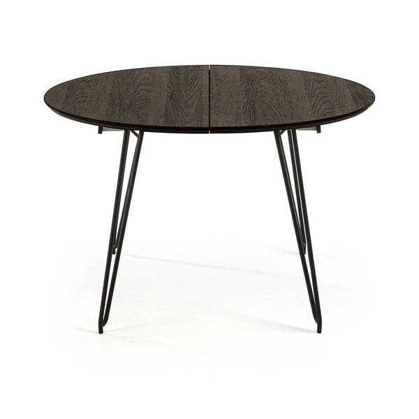 Črna raztegljiva jedilna miza Kave Home Norfort, ⌀ 120 cm
