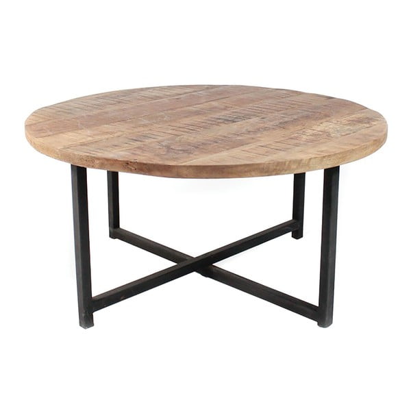 Črna klubska miza s ploščo iz mangovega lesa LABEL51 Dex, ⌀ 60 cm