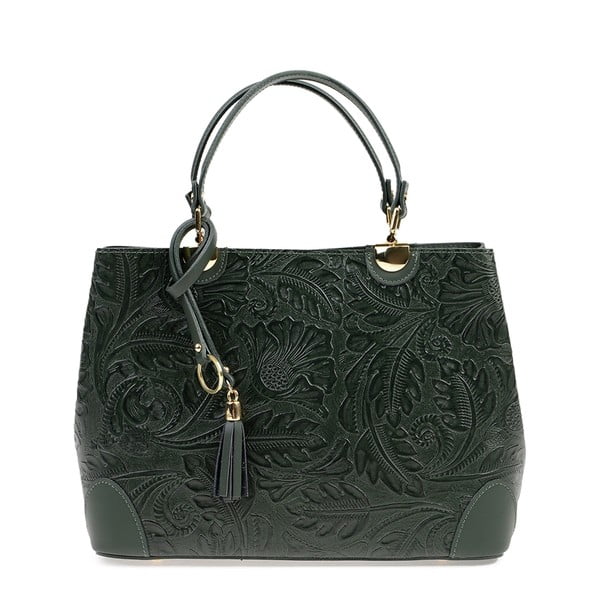 Zelena usnjena torbica Carla Ferreri Floral