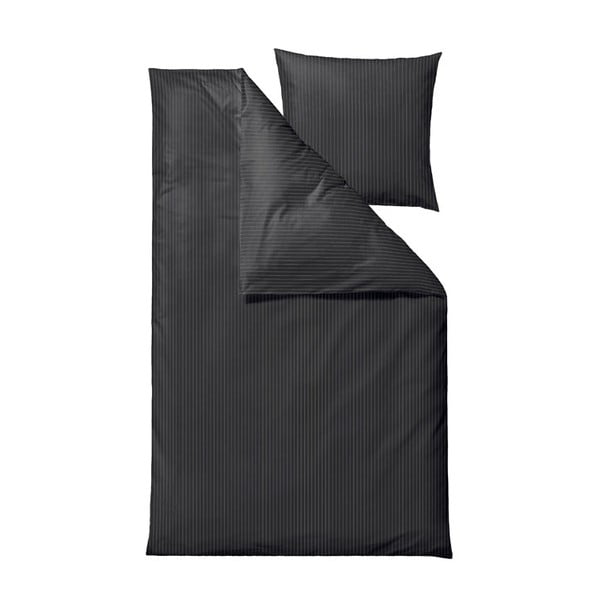 Temno siva posteljnina iz bombaža za enojno posteljo Södahl Stripes, 140 x 220 cm