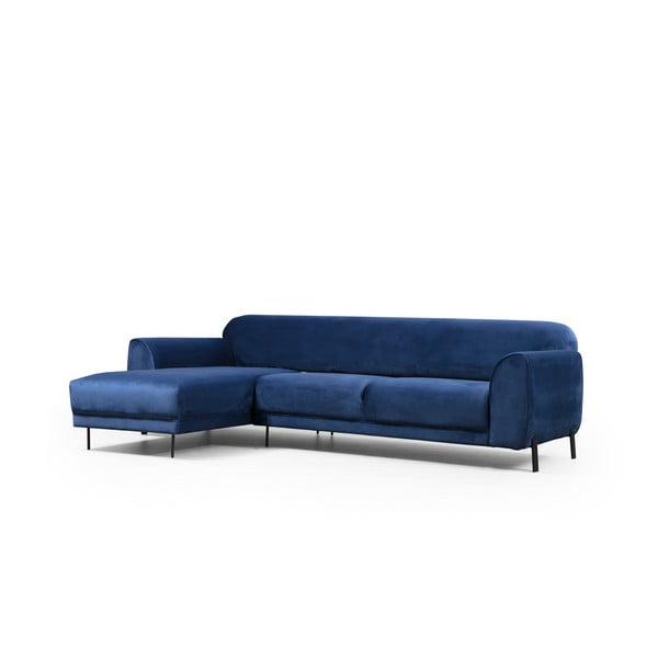 Modri kotni raztegljiv kavč z žametno površino Artie Image, levi kot
