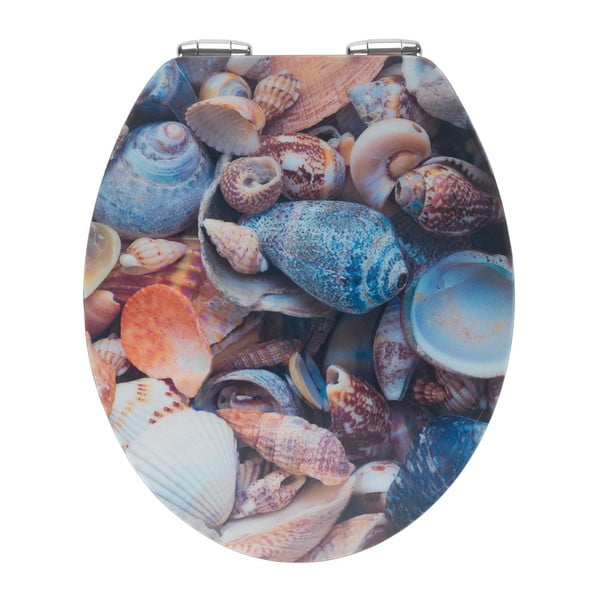 WC deska s 3D sliko in enostavnim zapiranjem Wenko Sea Shell, 44,5 x 38 cm