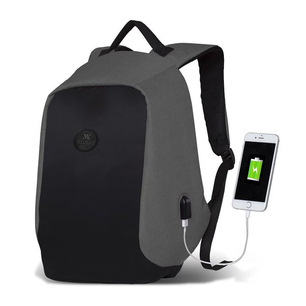 Črno-siv nahrbtnik z USB priključkom My Valice SECRET Smart Bag