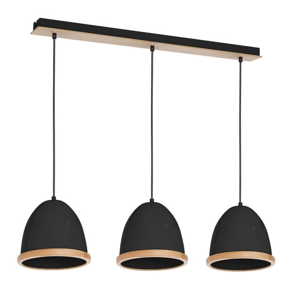 Črna viseča svetilka z lesenimi detajli Homemania Studio Tres