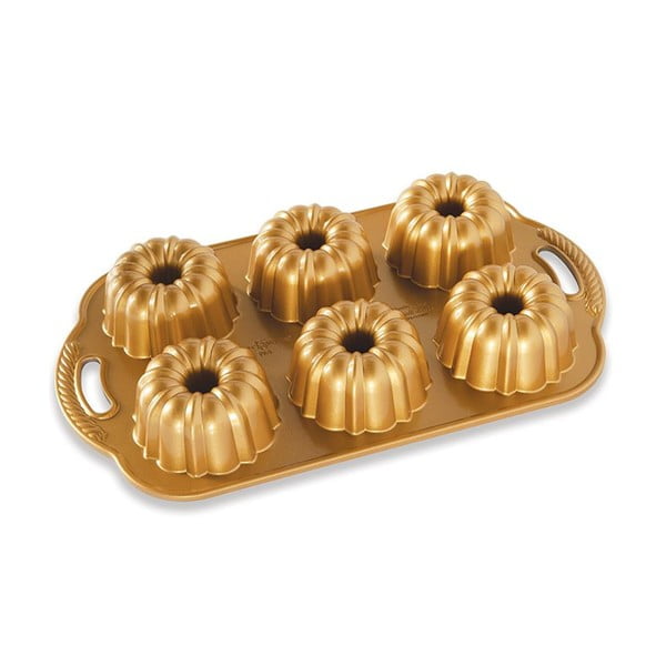 Model za 6 mini kolačev v zlati barvi Nordic Ware Anniversery, 1,1 l