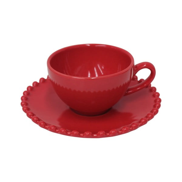 Rubinasto rdeča keramična skodelica za espresso s podstavkom Costa Nova Pearlrubi, 70 ml