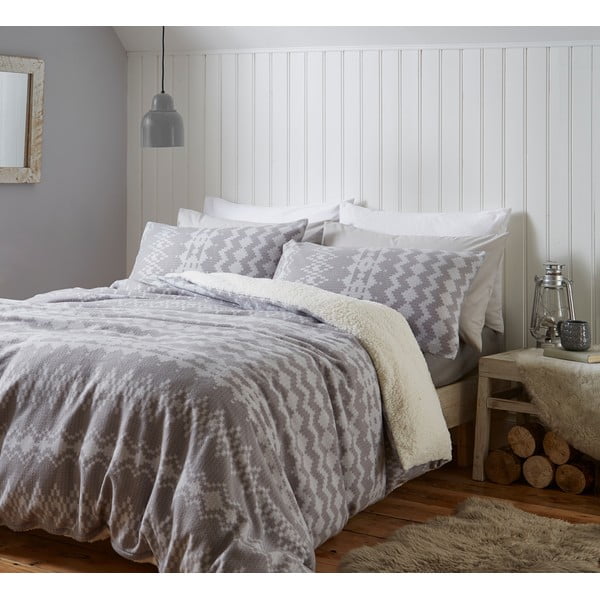 Siva posteljnina iz mikropliša Catherine Lansfield Alpine Fleece, 135 x 200 cm