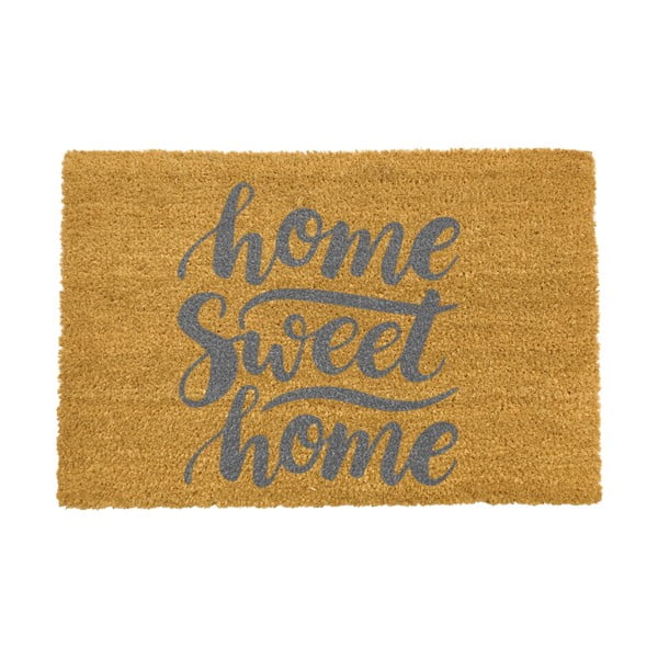 Predpražnik iz naravnih kokosovih vlaken Artsy Doormats Home Sweet Home Grey, 40 x 60 cm